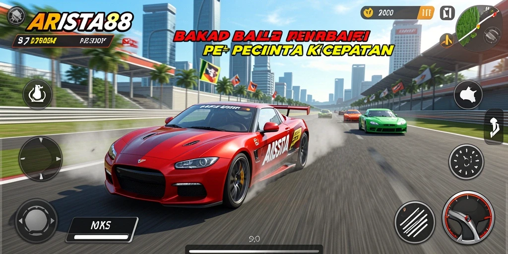 Tampilan gameplay ARISTA88 yang mendebarkan dan penuh aksi balap.