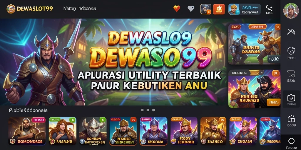 Screenshot DEWASLOT99 menampilkan antarmuka aplikasi Utility yang intuitif.