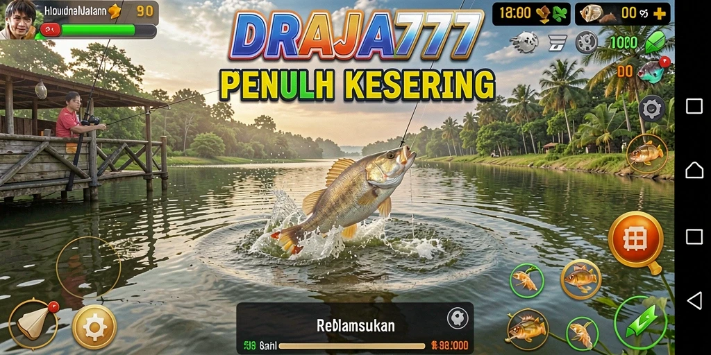 Gameplay memancing seru di DRAJA777 yang menampilkan suasana laut.