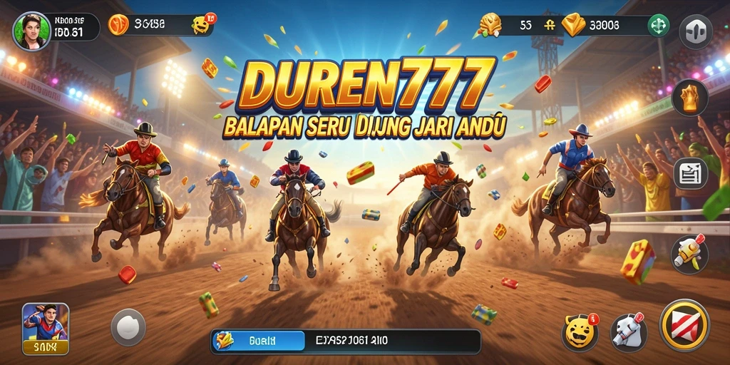 Tampilan gameplay DUREN777 menampilkan balapan yang seru dan mendebarkan.