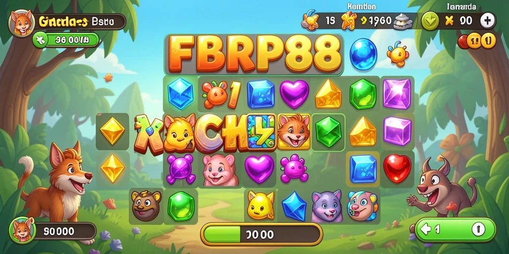 Tampilan gameplay seru di FBRP88 menunjukkan kombinasi objek Match-3.