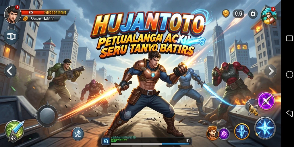 Screenshot HUJANTOTO menampilkan aksi pertempuran yang mendebarkan.