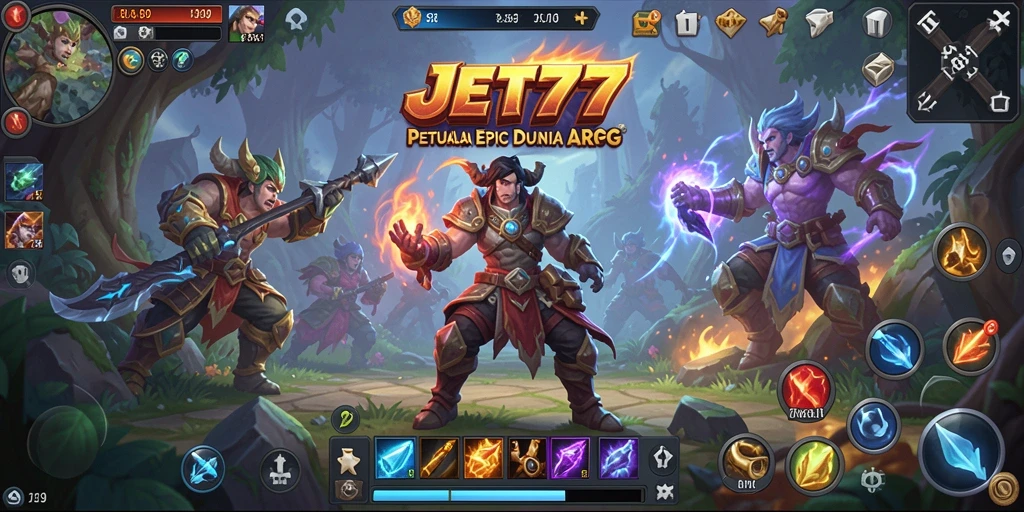 Screenshot utama JET77 menampilkan aksi seru dalam gameplay ARPG.