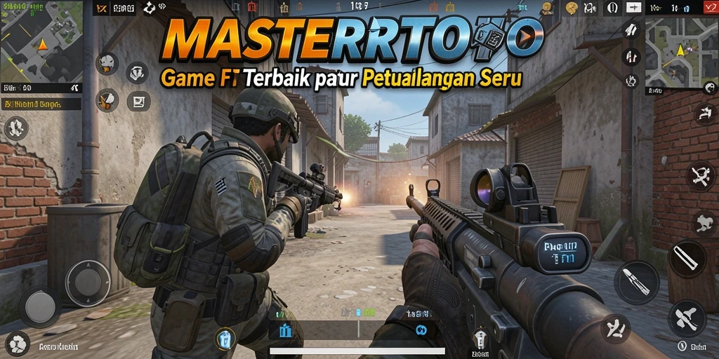Screenshot gameplay MASTERTOTO yang menggambarkan aksi tembak-menembak yang intens.