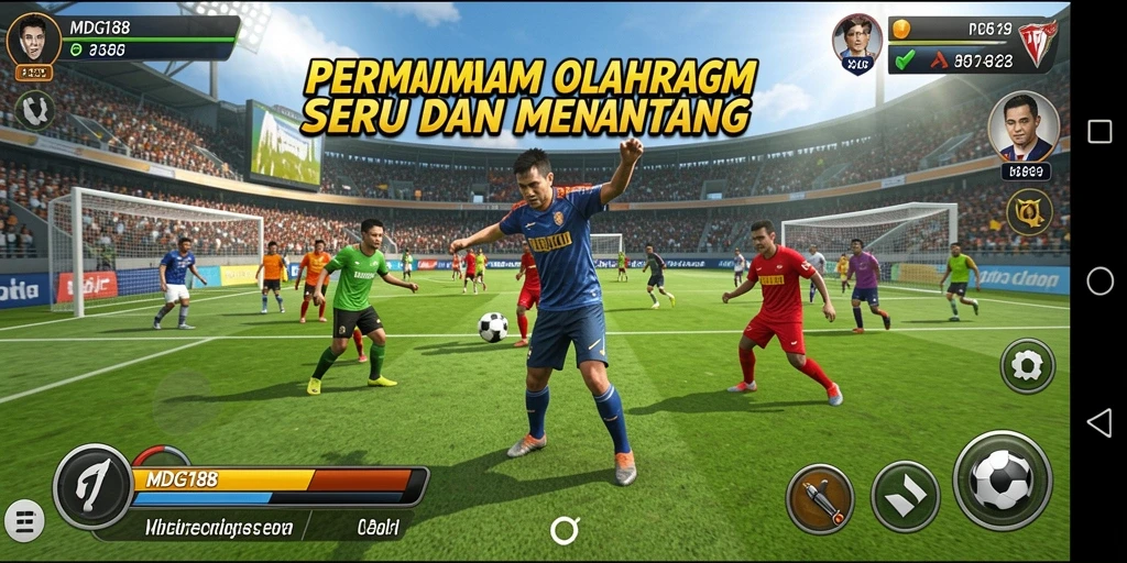 Gameplay MDG188 yang menampilkan aksi olahraga mendebarkan.